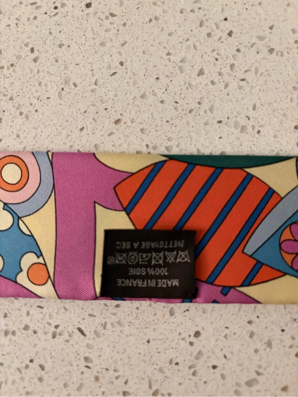 Hermes Authentic Colorful Geometric & Motif Silk Twilly -